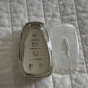 Crystal Clear Car Remote Cover with Silver Trim